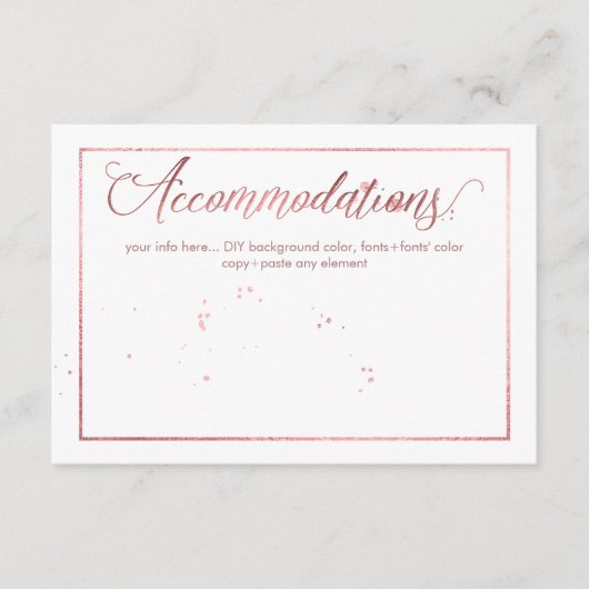 PixDezines Unterkünfte, Dazzled/Imitate Rose Gold Begleitkarte (Vorderseite)