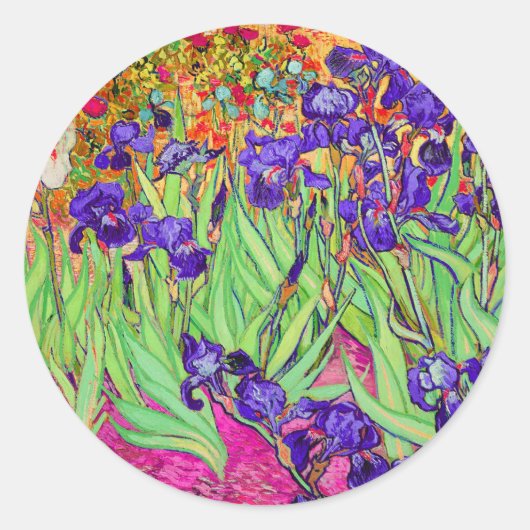 PixDezines van gogh iris/st. remy Runder Aufkleber (Vorderseite)