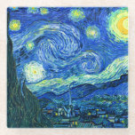 PixDezines Van Gogh Starry Night/St. Remy Glasuntersetzer<br><div class="desc">Van Goghs berühmtes Gemälde "Die Sternennacht". Während seines  am Asyl von Saint Remy in den 1880er Jahren malte van Gogh die sanften Hügel und Zypressenbäume,  die er aus seinem Fenster sah.  Digitale Verstärkung durch PixDezines.Copyright © 2008-2016 PixDezines.com™ und PixDezines™ auf zazzle.com. Alle Rechte vorbehalten.</div>