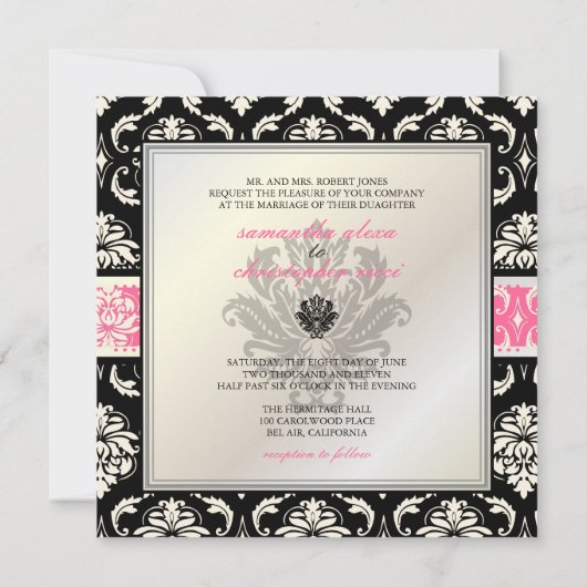 PixDezines Vendome Damask/DIY Farben! Einladung (Rückseite)