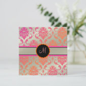 PixDezines Vendome Damask / Passionsrosa Einladung (Stehend Vorderseite)