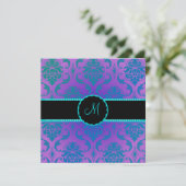 PixDezines Vendome Damask / Peak Blue Einladung (Stehend Vorderseite)