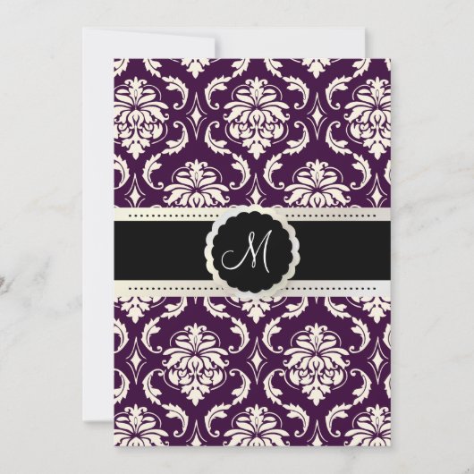 PixDezines Vendome Damask / Plum + Creme 12x18 Einladung (Vorderseite)