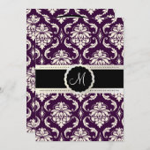 PixDezines Vendome Damask / Plum + Creme 12x18 Einladung (Vorne/Hinten)