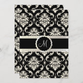 PixDezines Vendome Damask / Schwarz + Weiß 12x18 Einladung (Vorne/Hinten)