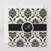 PixDezines Vendome Damask / Schwarz + Weiß Einladung (Vorderseite)