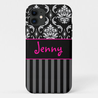 PixDezines Vendome-Damast/Rosa+Schwarz/DIY-Farbe Case-Mate iPhone Hülle