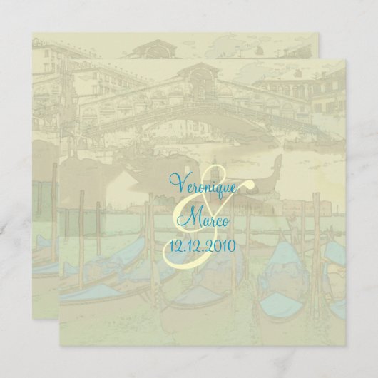 PixDezines Venezia+Rialto Brücke/Farbe Einladung (Vorne/Hinten)