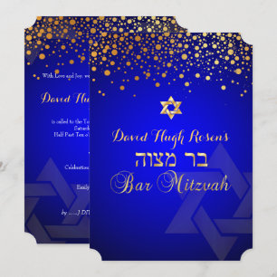 PixDezines verblasste Gold/Bar Mitzvah/Königsblau Einladung