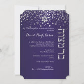 PixDezines verblasste Silber/Bar Mitzvah/lila Einladung (Rückseite)