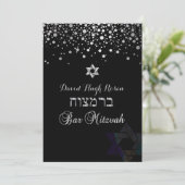 PixDezines verblasste Silber/Bar Mitzvah/lila Einladung (Stehend Vorderseite)