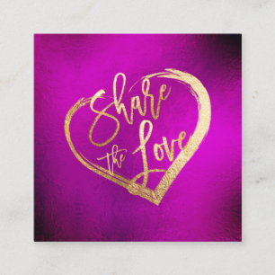 PixDezines Vibrant Fuschia Gold teilen die Liebe Quadratische Visitenkarte