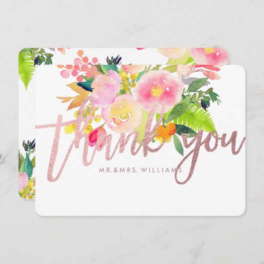 PixDezines Vielen Dank/Blumen/Wasserfarbe/Frühling Dankeskarte (Vorne/Hinten)