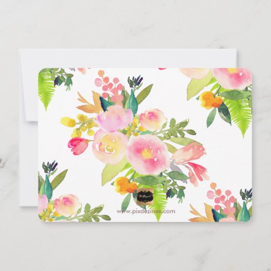 PixDezines Vielen Dank/Blumen/Wasserfarbe/Frühling Dankeskarte (Rückseite)