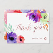 PixDezines Vielen Dank/Floral/Wasserfarbe/Rose Dankeskarte (Vorne/Hinten)