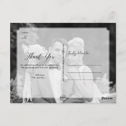 PixDezines Vielen Dank/Imitats Rose Gold Calligraf Postkarte (Rückseite)