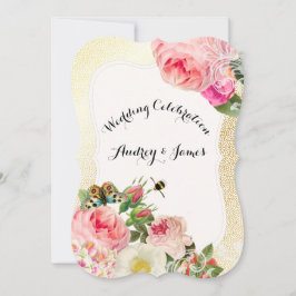 PixDezines viktorianische Rose/Erbsen/Imitat Goldf Einladung