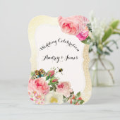 PixDezines viktorianische Rose/Erbsen/Imitat Goldf Einladung (Stehend Vorderseite)