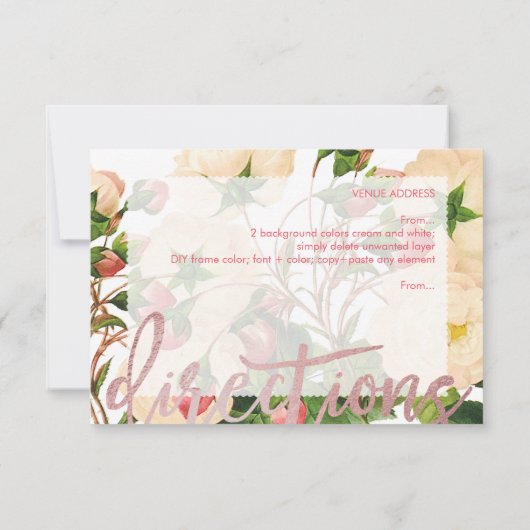 PixDezines Viktorianische Rose/Redoute Einladung (Rückseite)