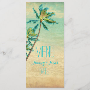 PixDezines Vintag Beach/Palm Trees Menü/Imitats Go Menükarte