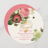 PixDezines Vintag Botanischer Brunch+Bubbly Einladung (Vorne/Hinten)