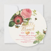 PixDezines Vintag Botanischer Brunch+Bubbly Einladung (Vorderseite)