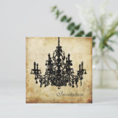 PixDezines VINTAG CHANDELIER / IMITAT PARCHMENT Einladung (Stehend Vorderseite)