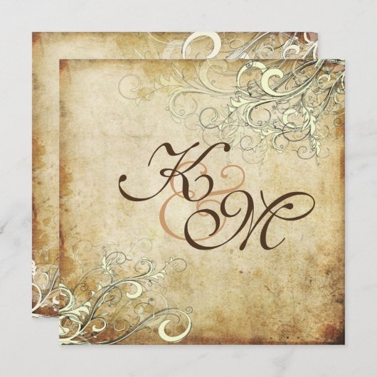 PixDezines VINTAG CREAM WIRBEL/IMITATE PARCHMENT Einladung (Vorne/Hinten)