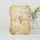 PixDezines VINTAG CREAM WIRBEL/IMITATS PARACHING Einladung (Stehend Vorderseite)