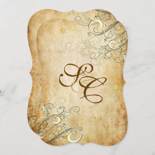 PixDezines VINTAG CREAM WIRBEL/IMITATS PARACHING Einladung