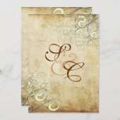 PixDezines VINTAG CREAM WIRBEL WEDINVITES Einladung (Vorne/Hinten)