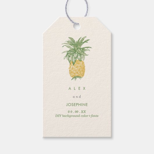 PixDezines Vintag, geätzte Ananas Geschenkanhänger (Vorderseite)