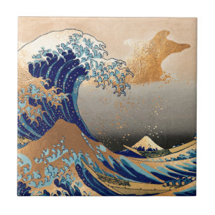PixDezines Vintag, Great Wave, Hokusai 葛 飾 北 斎 の 神 Fliese