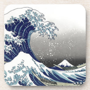 PixDezines Vintag, große Welle, Hokusai 葛飾北斎の神奈川沖浪 Getränkeuntersetzer