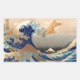 PixDezines Vintag, Große Welle, Hokusai 葛 飾 北 斎 の Rechteckiger Aufkleber