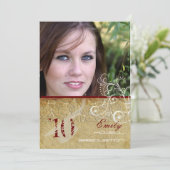 PixDezines Vintag/Grunge/Wirbel/Damask Einladung (Stehend Vorderseite)