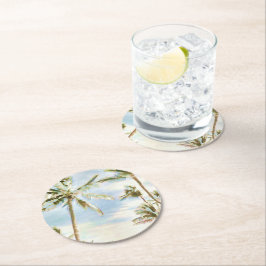 PixDezines Vintag Hawaiian Beach/Blue Runder Pappuntersetzer