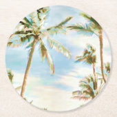 PixDezines Vintag Hawaiian Beach/Blue Runder Pappuntersetzer (Vorderseite)