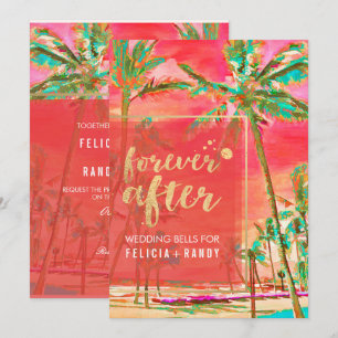 PixDezines Vintag Hawaiian Beach/Coral/Aquamarin Einladung