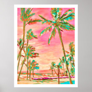 PixDezines Vintag Hawaiian Beach/Persimmon Poster