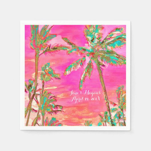 PixDezines Vintag Hawaiian Beach/Pink/Aquamarin Serviette (Vorderseite)