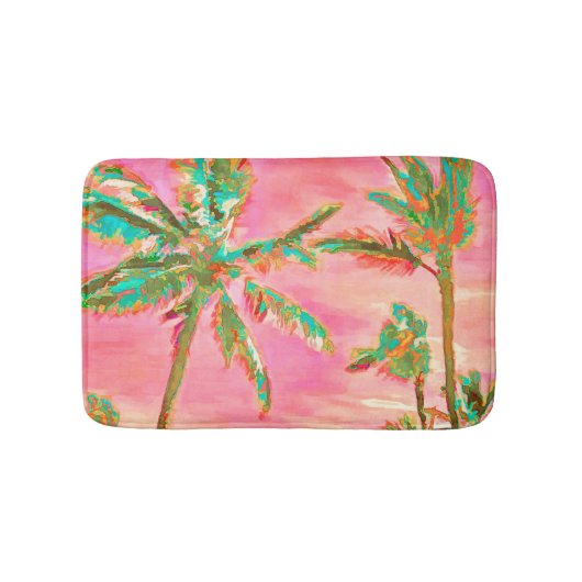 PixDezines Vintag Hawaiian Beach/Pink Badematte (Vorderseite)