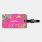 PixDezines Vintag Hawaiian Beach Scene/Pink Gepäckanhänger (Rückseite horizontal)
