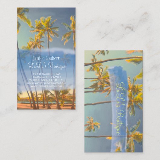 PixDezines Vintag Hawaiian Beach Scene Visitenkarte (Vorne/Hinten)