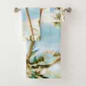 PixDezines Vintag Hawaiian Beach/Sky Blue Badhandtuch Set (Insitu)