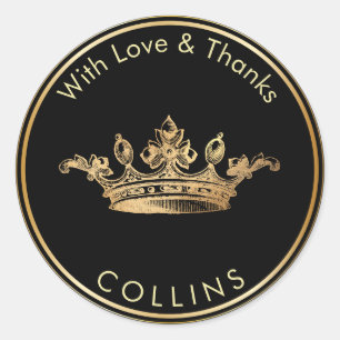 PixDezines Vintag Kaiserliche Krone/Imitat Gold Runder Aufkleber