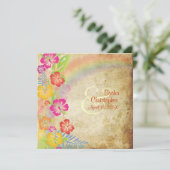 PixDezines Vintag/Leis/Luau/Hibiskus+Regenbogen Einladung (Stehend Vorderseite)