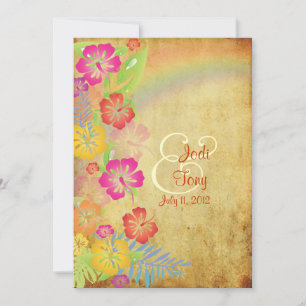 PixDezines Vintag/Leis/Luau/Hibiskus+Regenbogen Einladung
