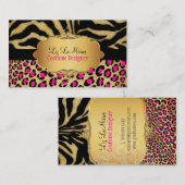 PixDezines VINTAG LEOPARD+ZEBRA+IMITATE+GOLD+LABEL Visitenkarte (Vorne/Hinten)