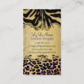 PixDezines VINTAG LEOPARD+ZEBRA+IMITATE+GOLD+LABEL Visitenkarte (Rückseite)